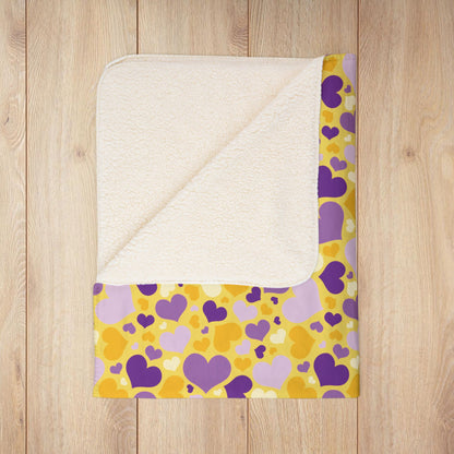 Intersex Pride Valentine’s Day Hearts Dark Yellow Fleece Sherpa Blanket