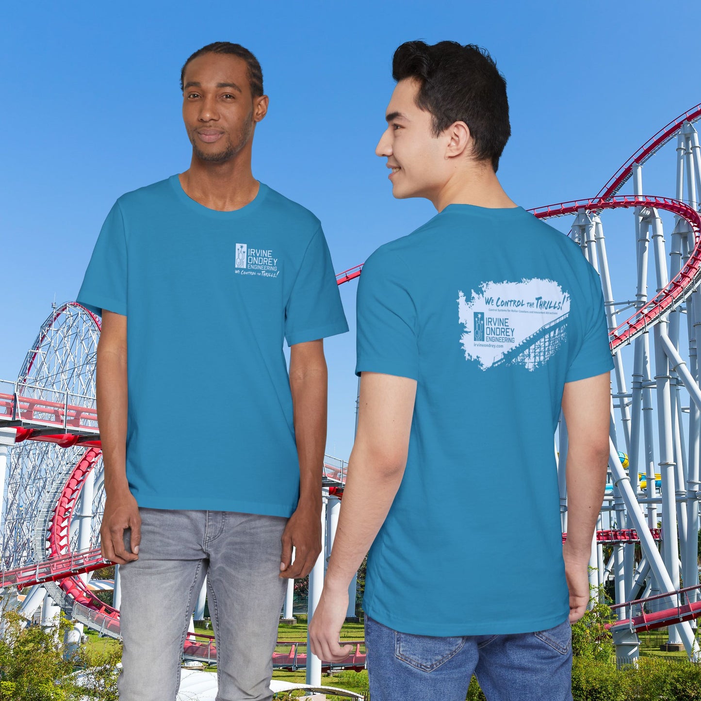 Aqua OG Woodie Tee (BACK graphic) • Irvine Ondrey Engineering