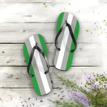 L Black sole Greyromantic Pride Flip Flops