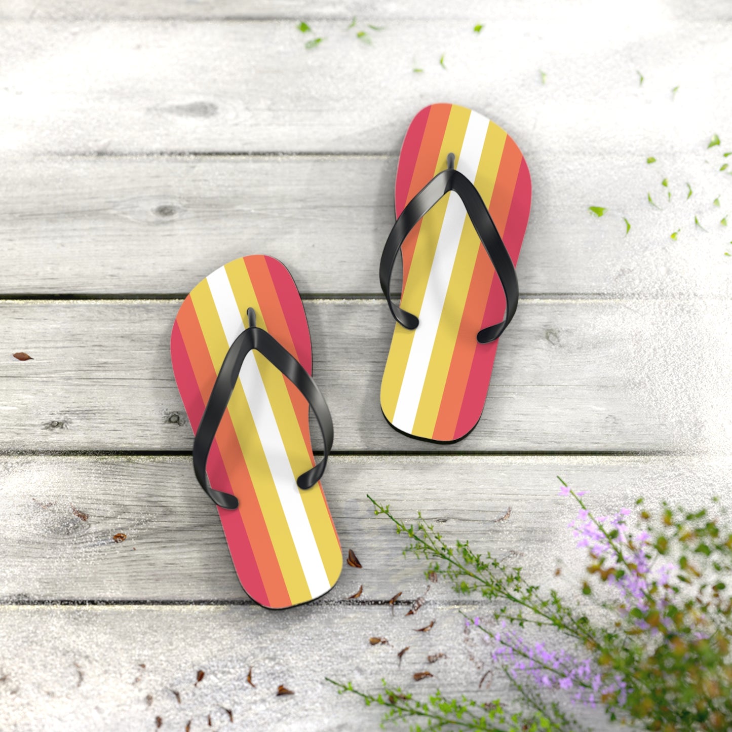 S Black sole Non-Binary Girl Pride Flip Flops