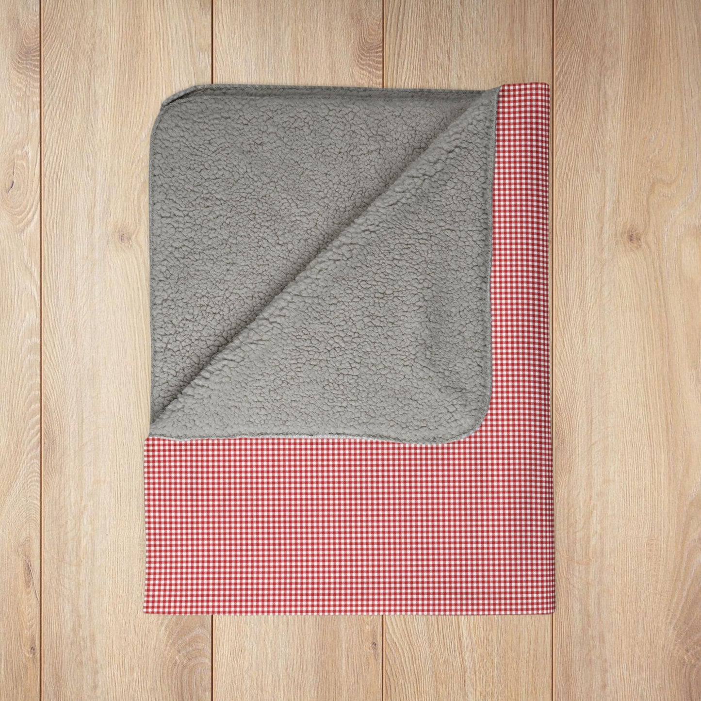 Red & White Gingham Fleece Sherpa Blanket