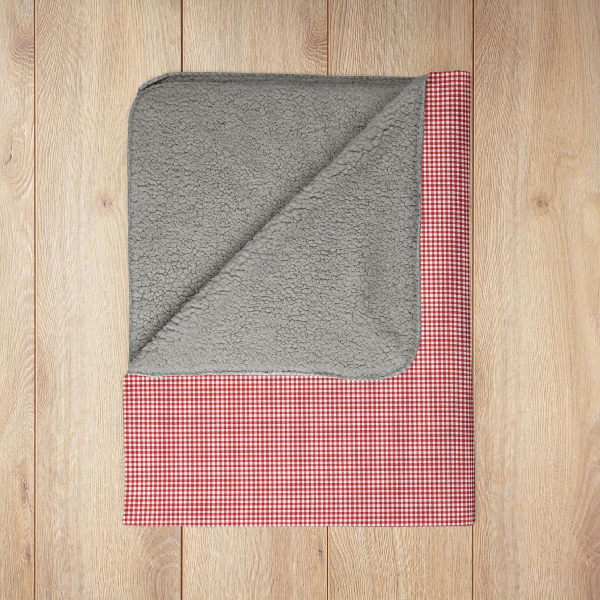 Red & White Gingham Fleece Sherpa Blanket