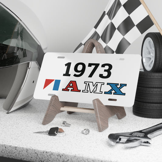AMC Red, White & Blue AMX Logo Black Year White Custom Vanity Plates