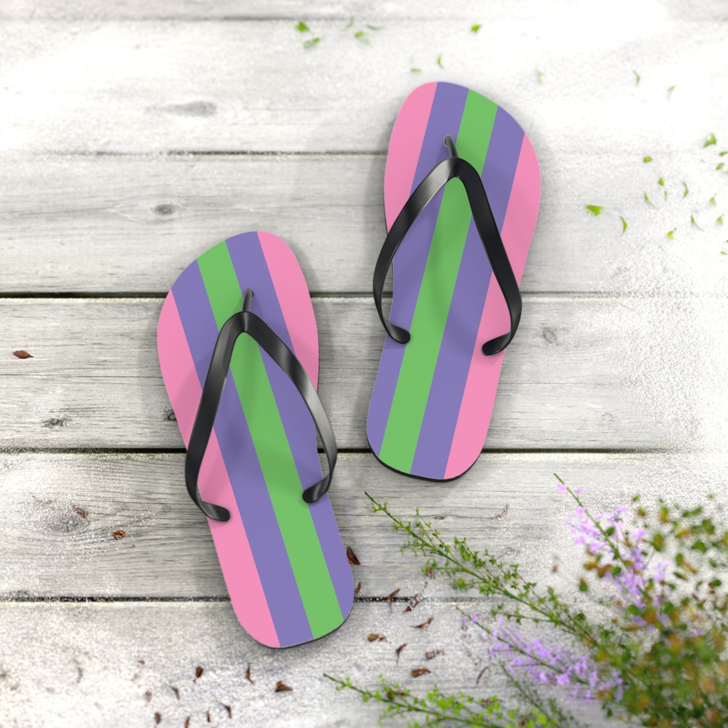L Black sole Trigender Pride Flip Flops