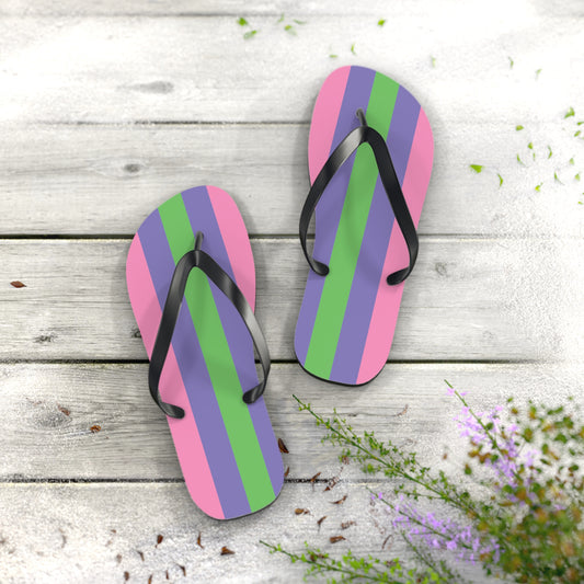 L Black sole Trigender Pride Flip Flops
