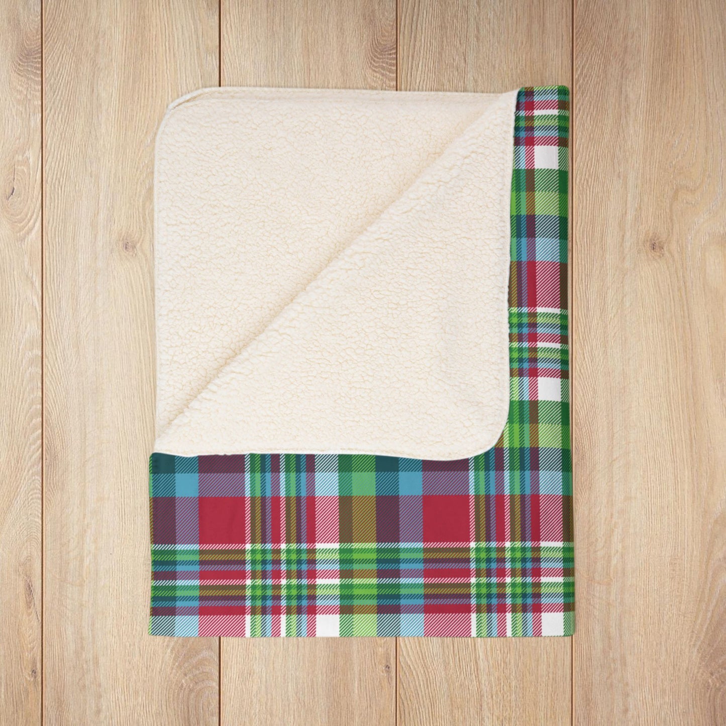 Christmas Winter Plaid Fleece Sherpa Blanket