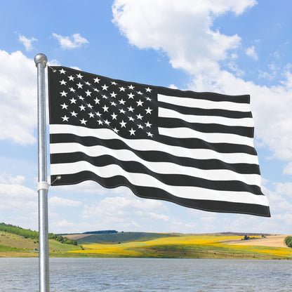 USA Black & White American Flag with Grommets
