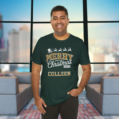 Custom Christmas Green & Gold Green Bay WI Plaid Pajama Tee Top