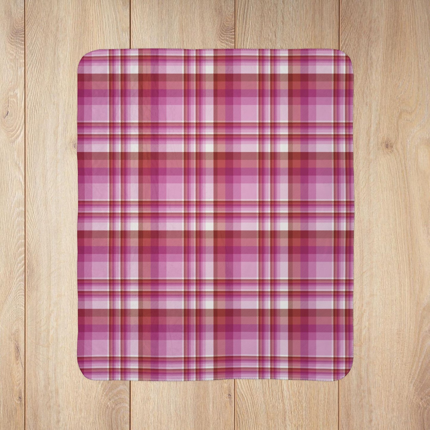 Lesbian Pink Pride Plaid Fleece Sherpa Blanket