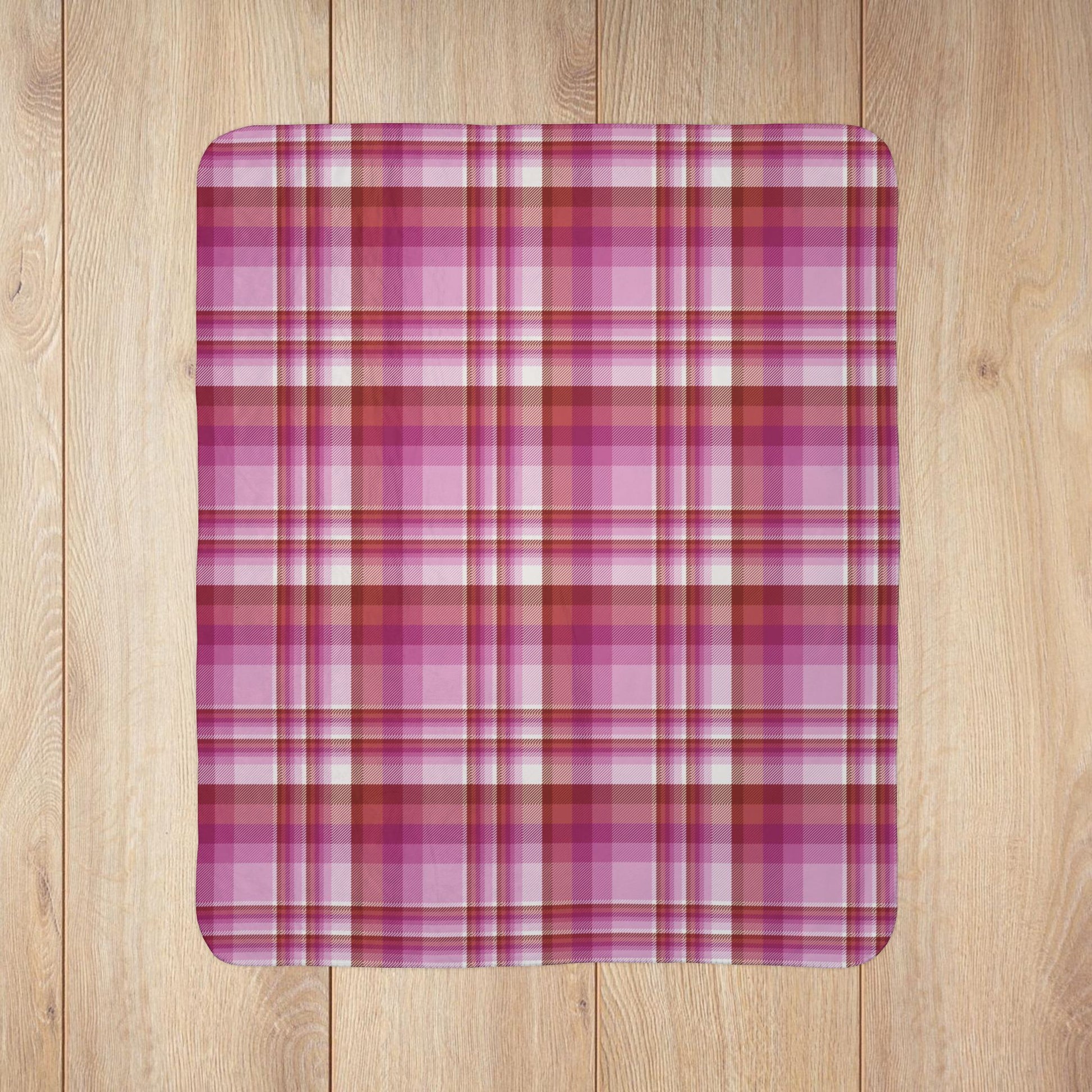 Lesbian Pink Pride Plaid Fleece Sherpa Blanket