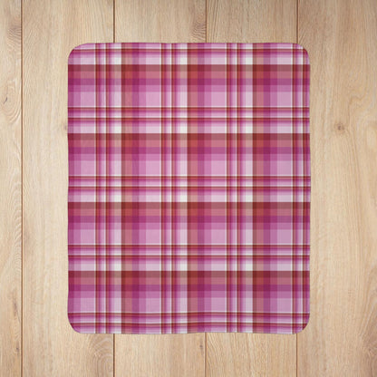 Lesbian Pink Pride Plaid Fleece Sherpa Blanket