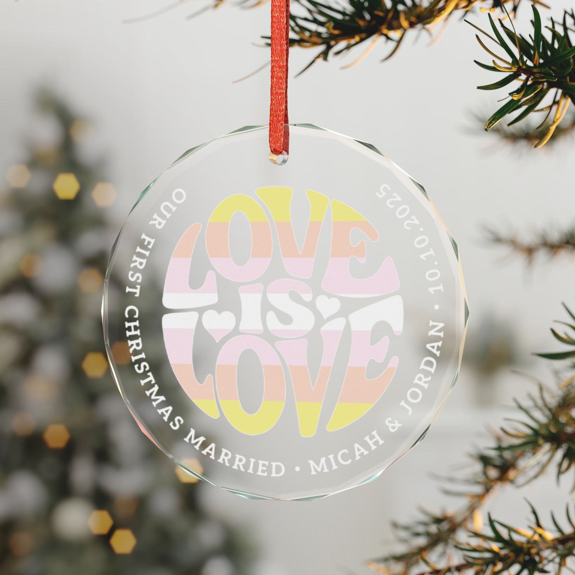 Custom Crystal Love is Love Pangender Pride 3" Circle Ornament