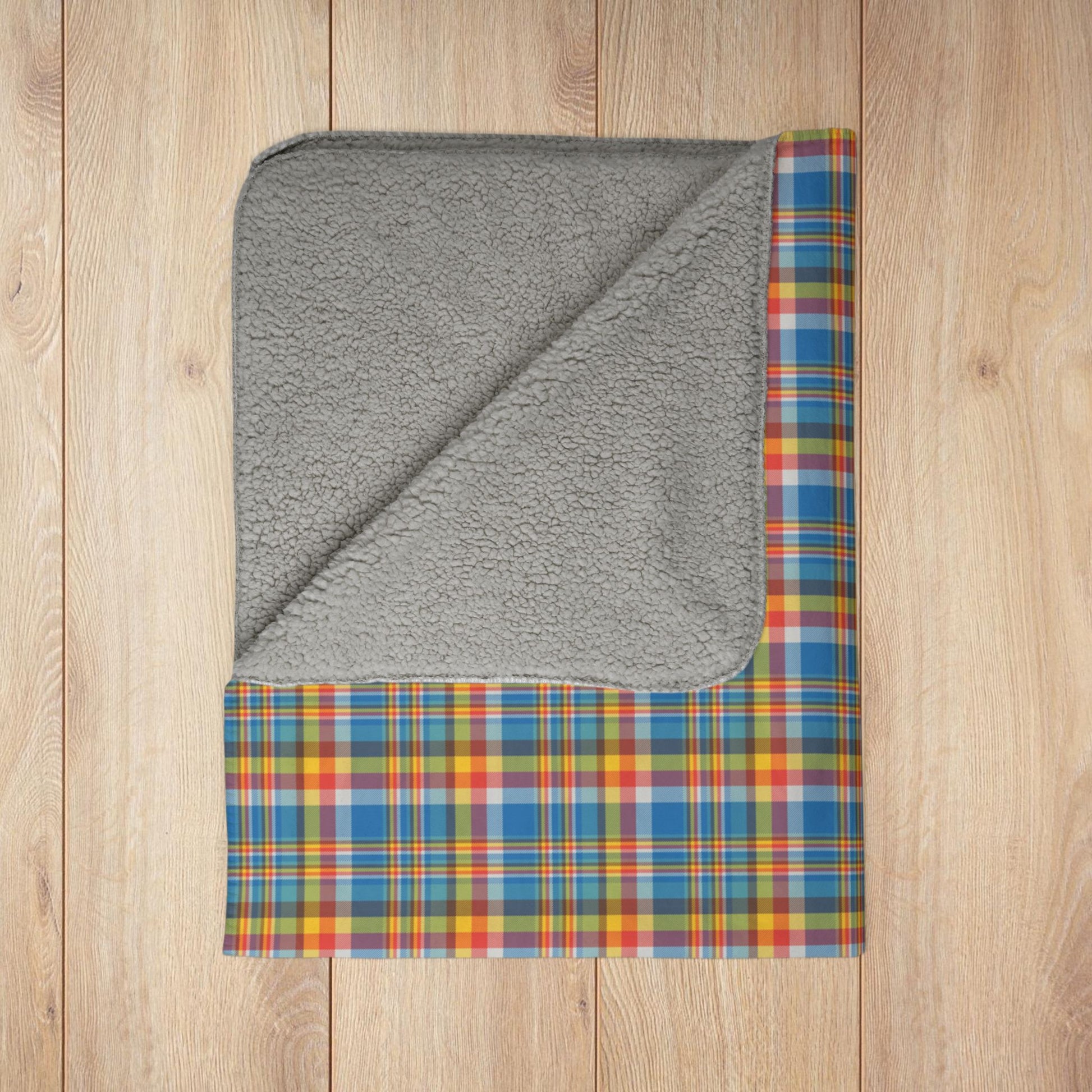 Brown, Red & Blue Ohio Plaid Fleece Sherpa Blanket