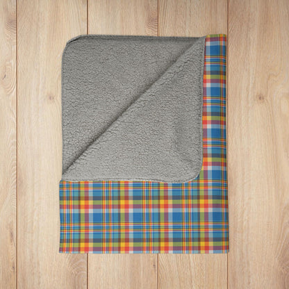 Brown, Red & Blue Ohio Plaid Fleece Sherpa Blanket