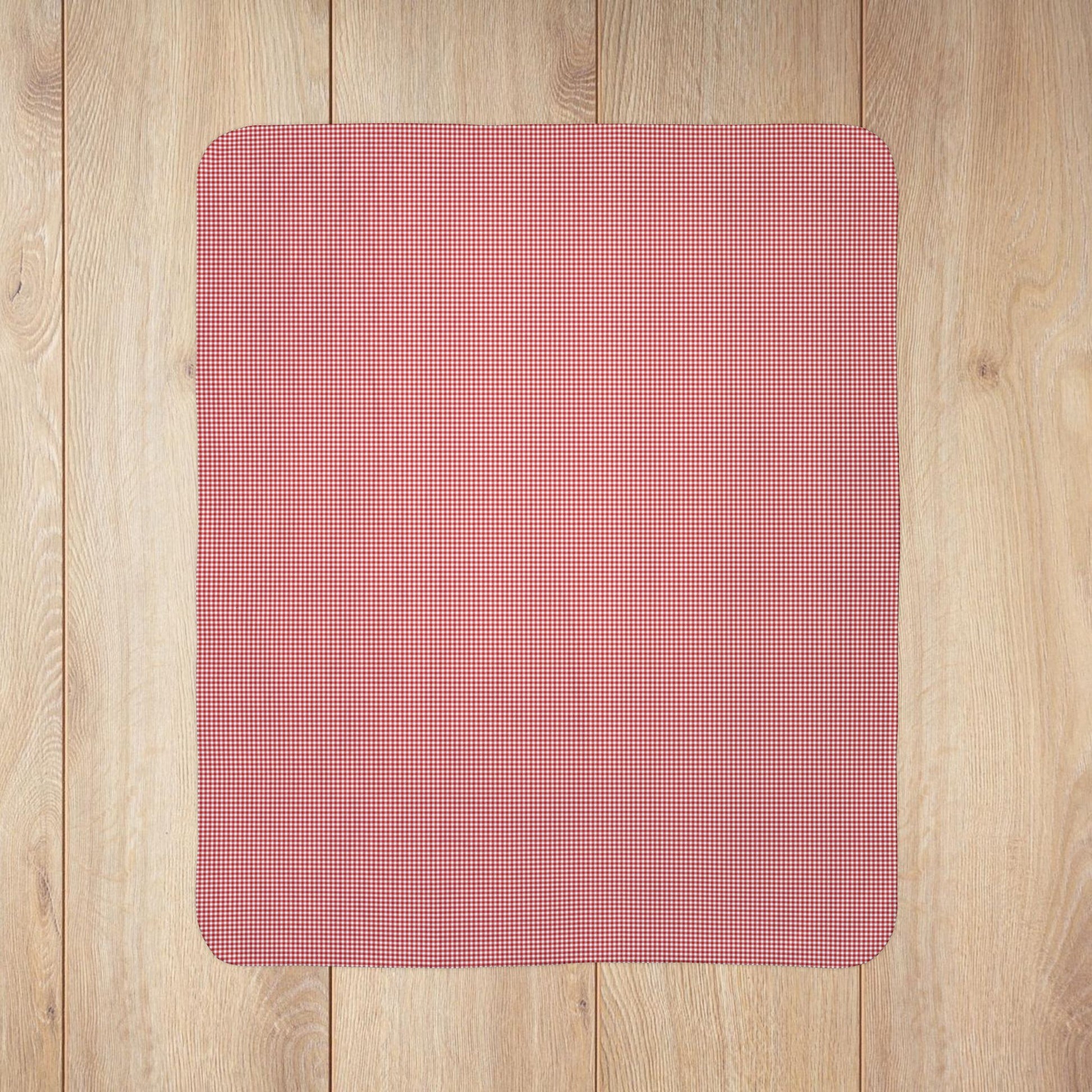Red & White Gingham Fleece Sherpa Blanket