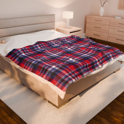 Nautical Red Plaid Velveteen Plush Blanket