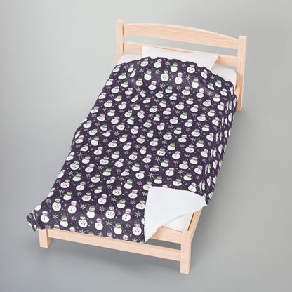 Genderqueer Pride Snowmen Velveteen Plush Blanket