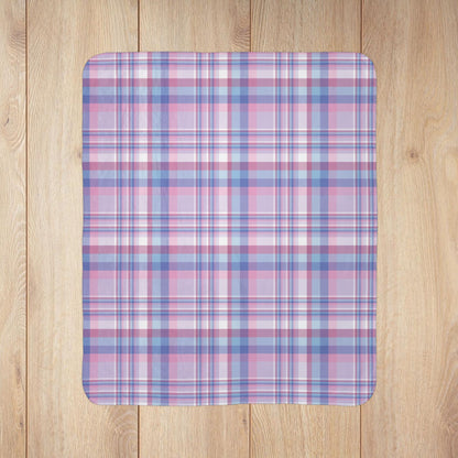 Bigender Purple Pride Plaid Fleece Sherpa Blanket