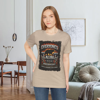 Tan Everyone's Alibi Bear T-Shirt