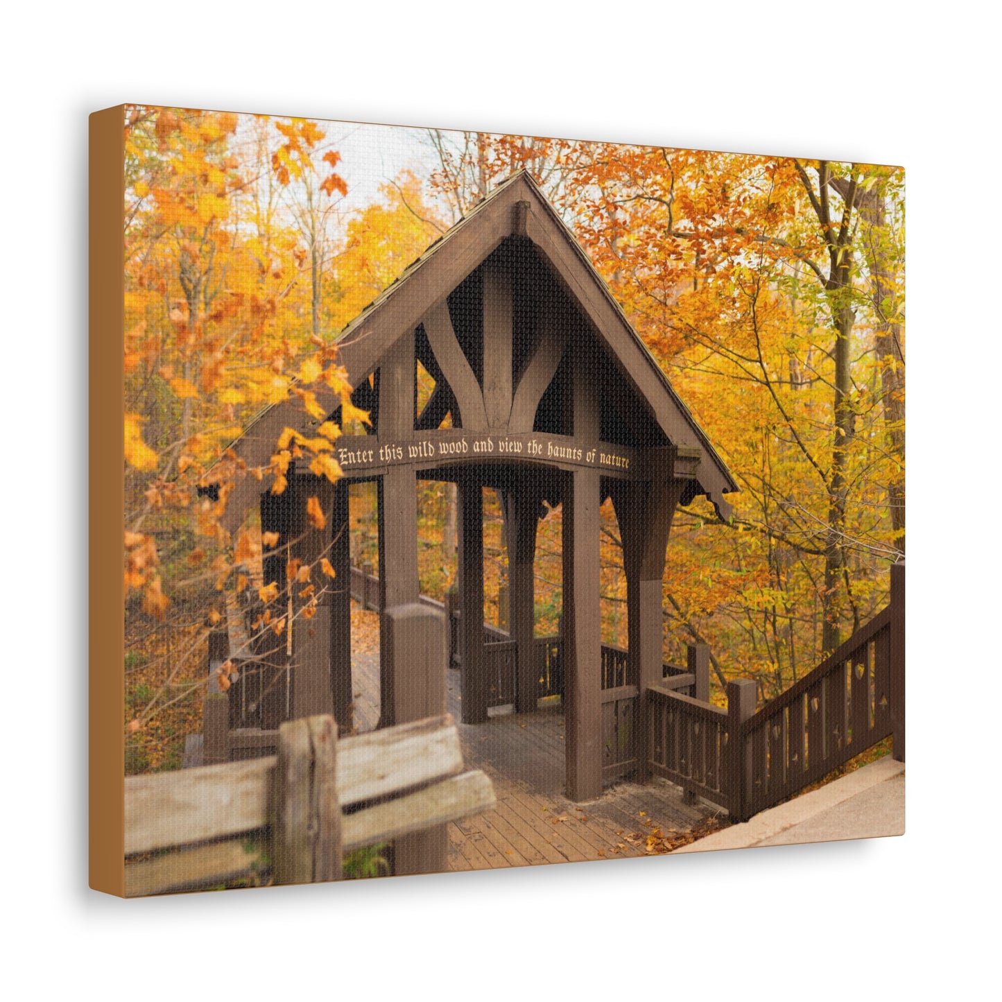 7 Bridges Trail’s Covered Bridge at Grant Park in South Milwaukee Wisconsin, Photography Canvas Wrap Wall Art
