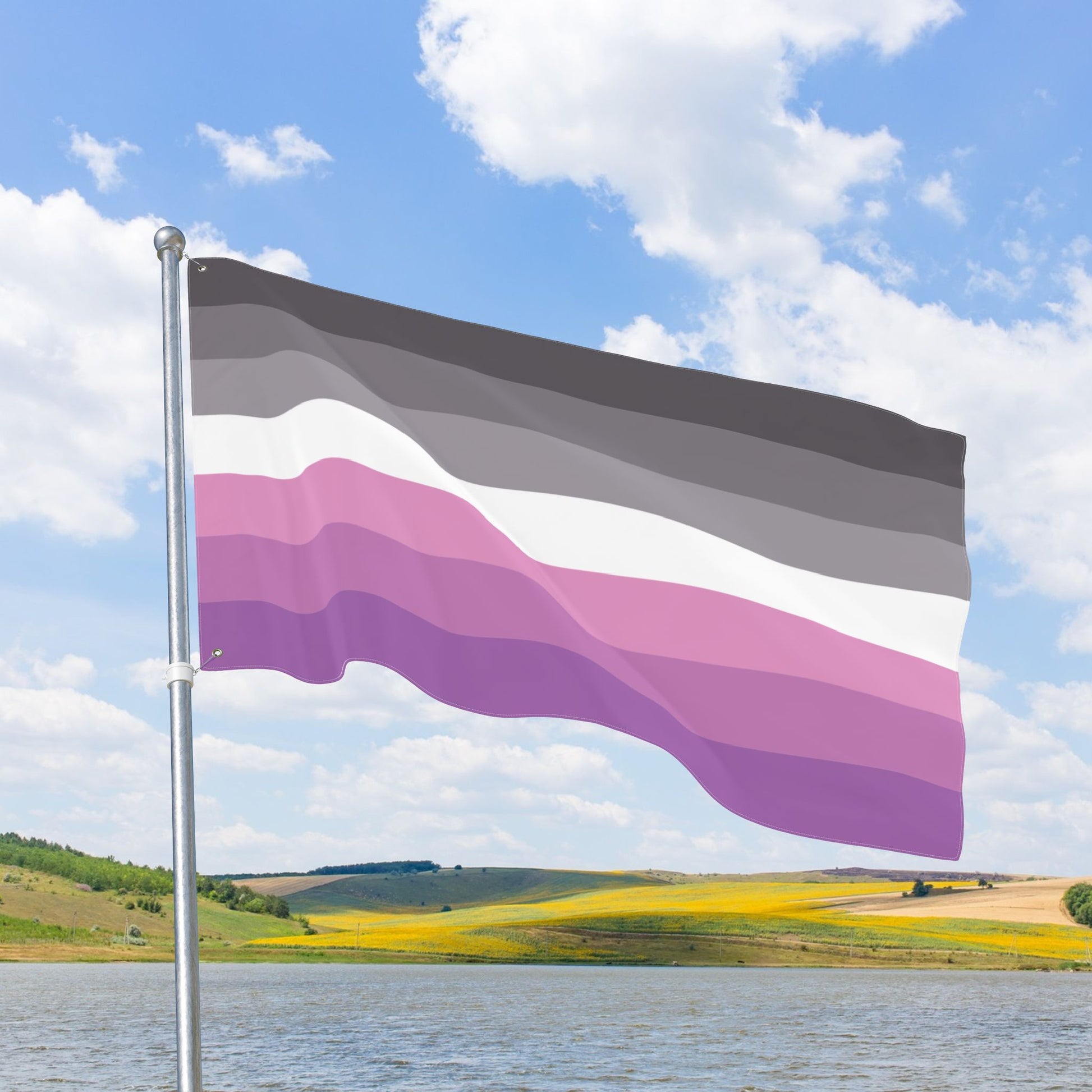 Petalsexual Grey Double-Sided Pride Flag with Grommets