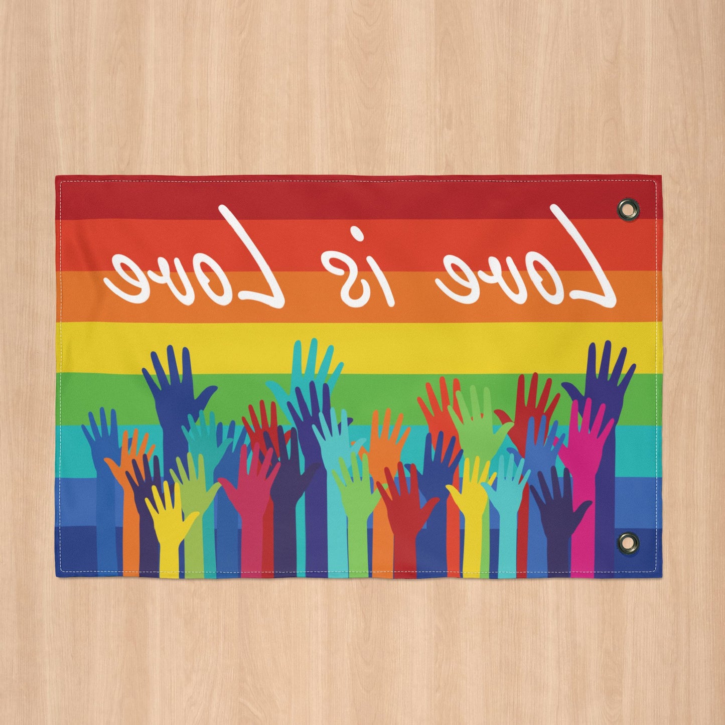 Love Is Love Double-Sided Rainbow Pride Flag, with Left or Right Side Grommets