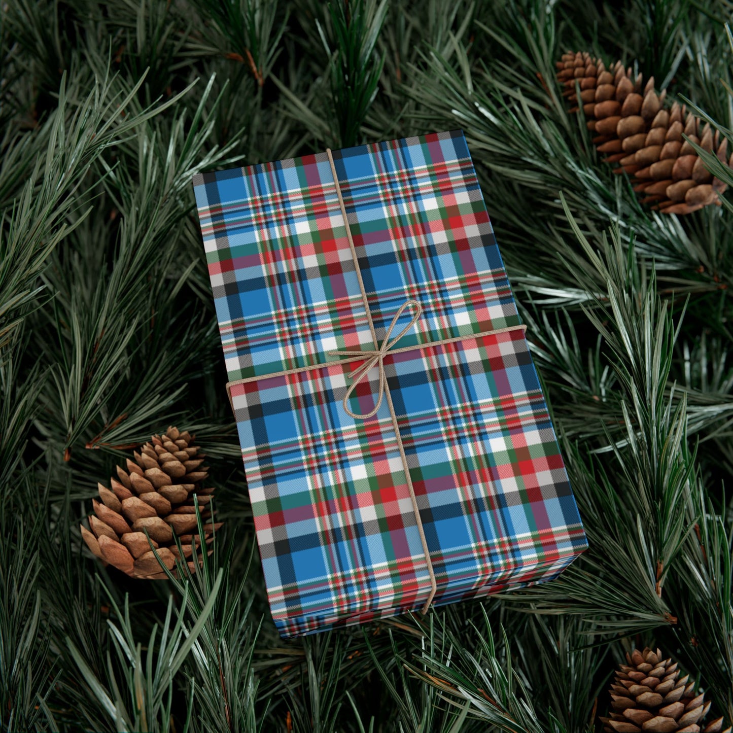 Christmas Blue & Black Charlotte NC Plaid Gift Wrapping Paper Roll