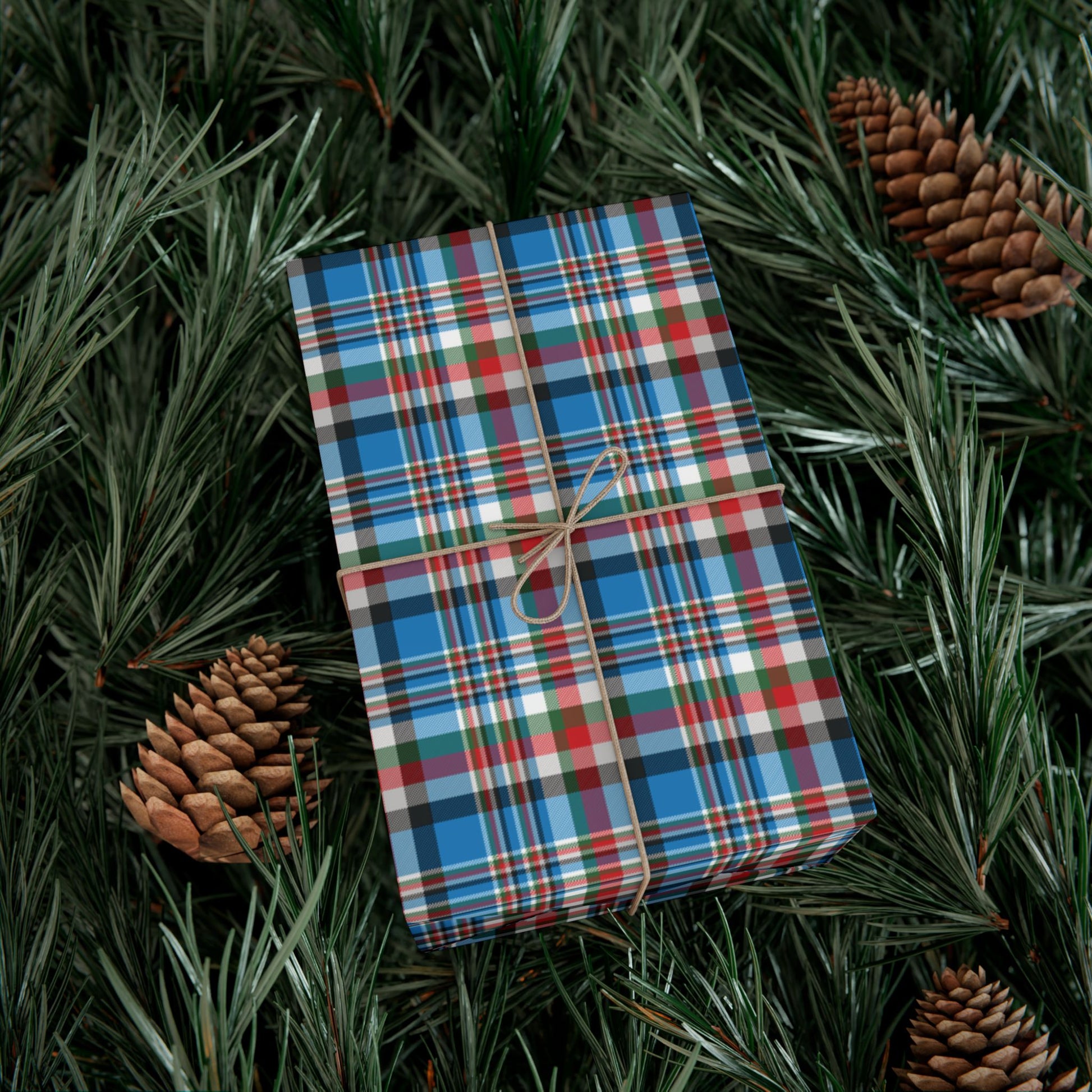Christmas Blue & Black Charlotte NC Plaid Gift Wrapping Paper Roll