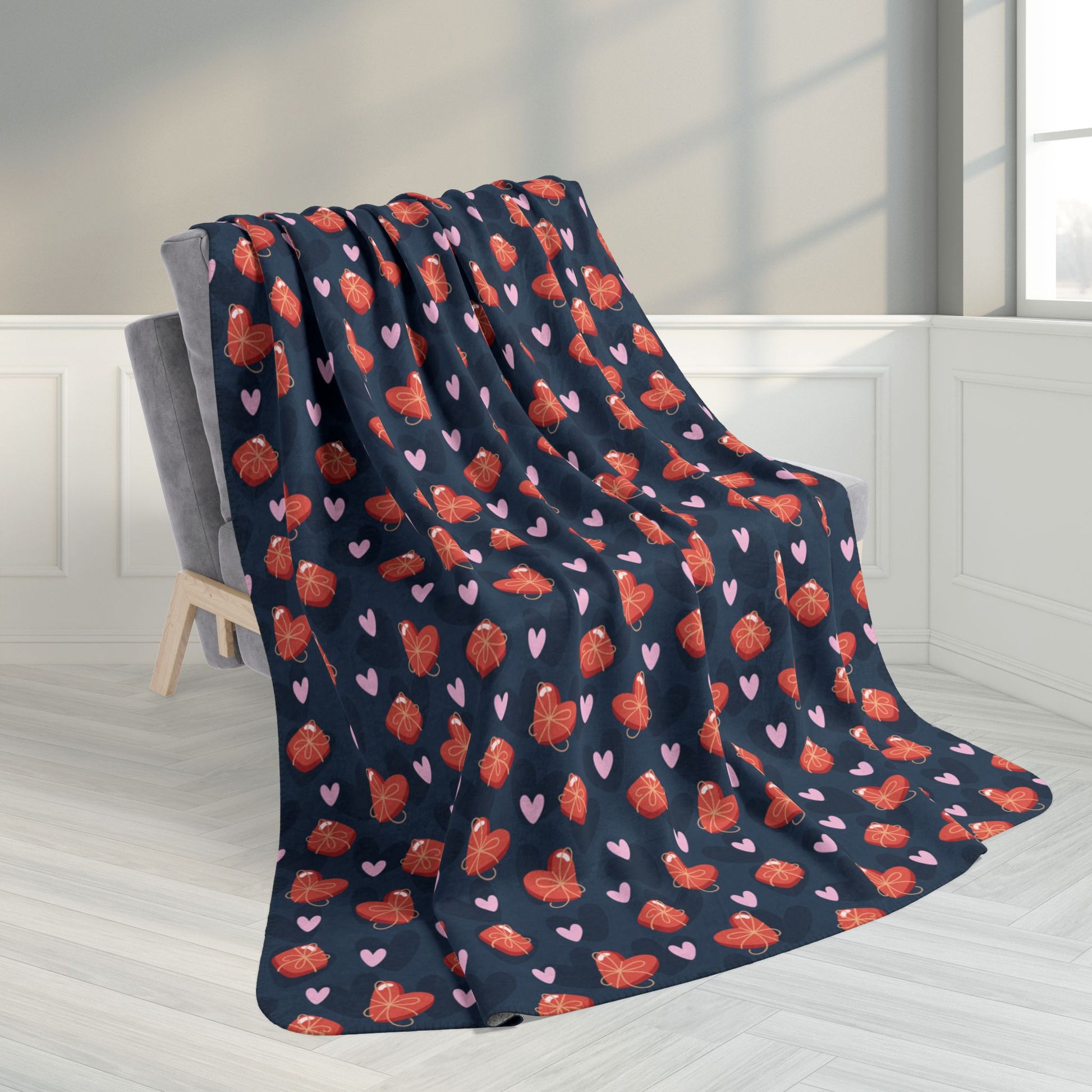 60" × 80" Gifting my Heart to You on Valentine’s Day Fleece Sherpa Blanket
