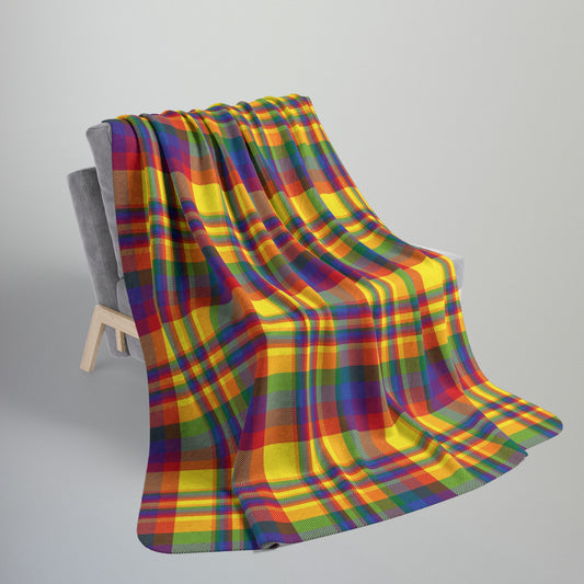 Rainbow Pride Plaid Fleece Sherpa Blanket
