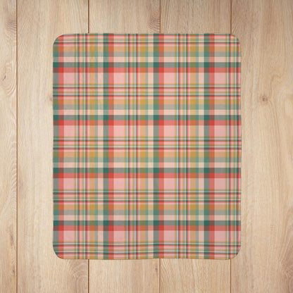 Christmas MCM Peach Plaid Fleece Sherpa Blanket