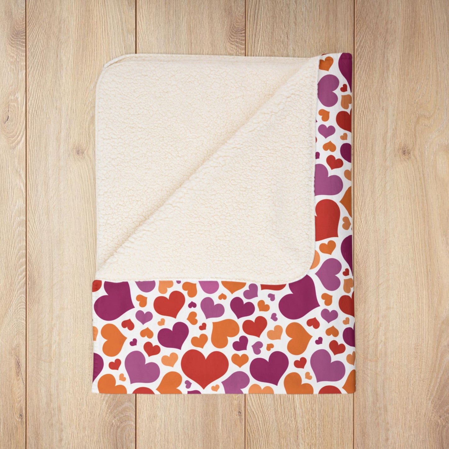 Lesbian Pride Valentine’s Day Hearts Light Grey Fleece Sherpa Blanket