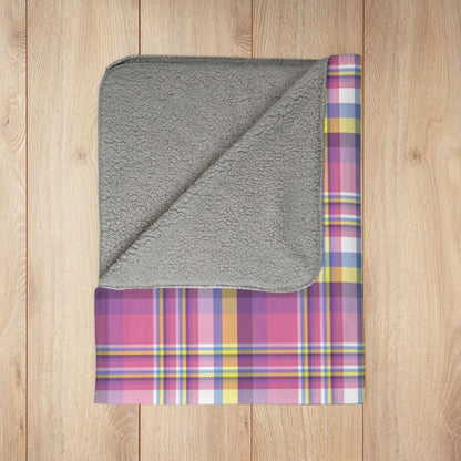 Bigender Yellow Pride Plaid Fleece Sherpa Blanket
