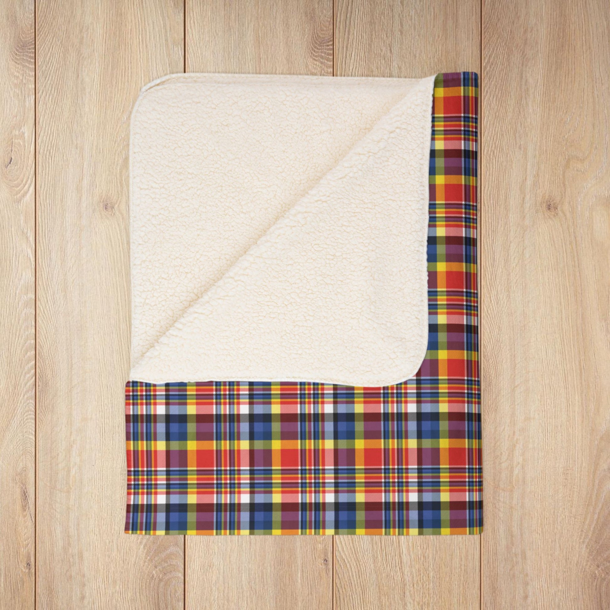 Red, Yellow & Blue Ohio Plaid Fleece Sherpa Blanket