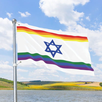 Israel Rainbow Pride Flag with Grommets