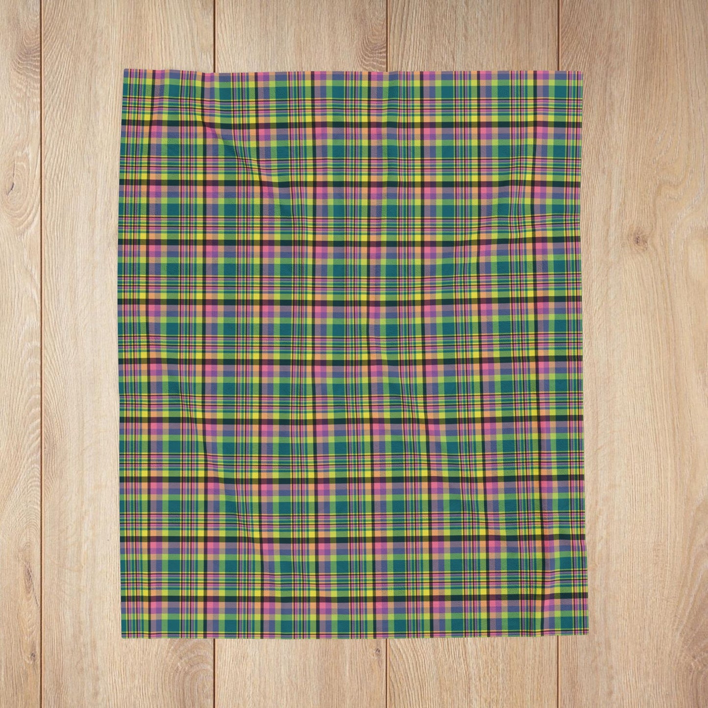Light Green & Pink Ohio Plaid Velveteen Plush Blanket