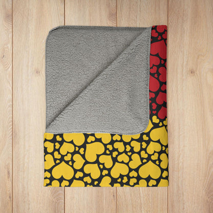 Guinea Flag Hearts Fleece Sherpa Blanket