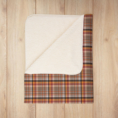 Brown, Red & Orange Ohio Plaid Fleece Sherpa Blanket