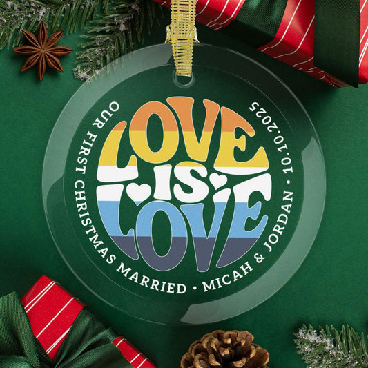 Round One Size Custom Glass Love is Love Aromantic Asexual Pride 3.5" Circle Ornaments