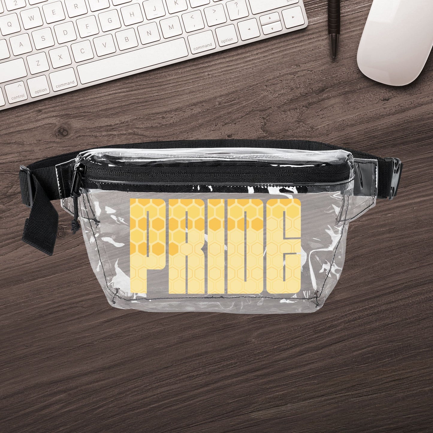 One size Clear Black DELETE Custom Pride Clear Fanny Pack