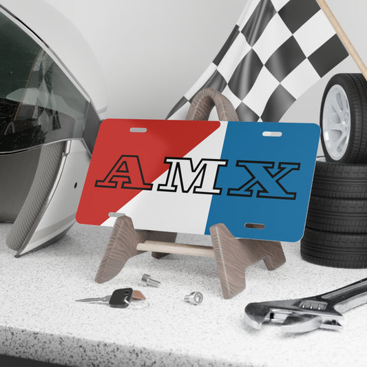 AMC American Motors AMX Red White & Blue Logo Vanity Plates