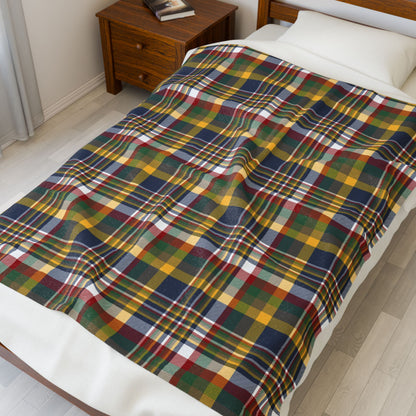 Christmas Blue & Yellow Plaid Milwaukee WI Plaid Velveteen Plush Blanket