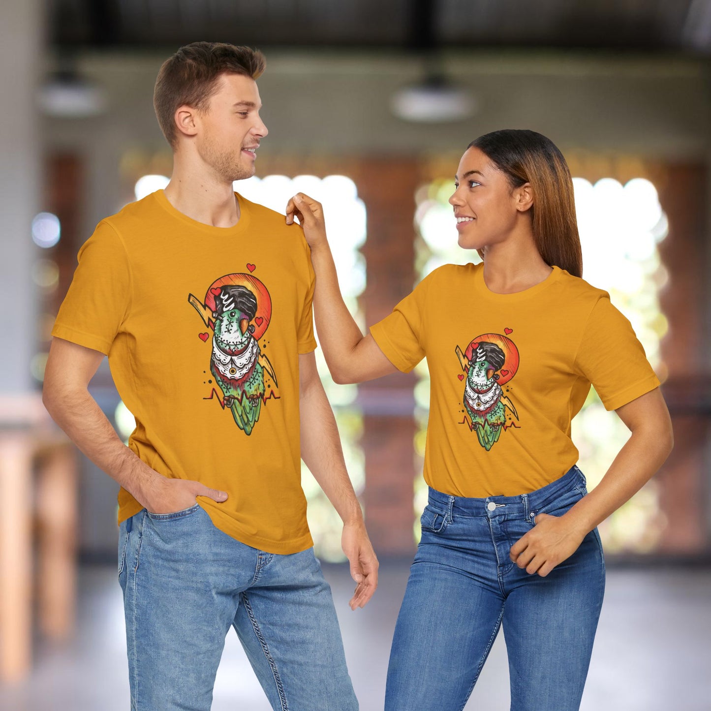 Bride of Frankenstein Lovebird, Hand-Drawn & Hand-Colored Tee