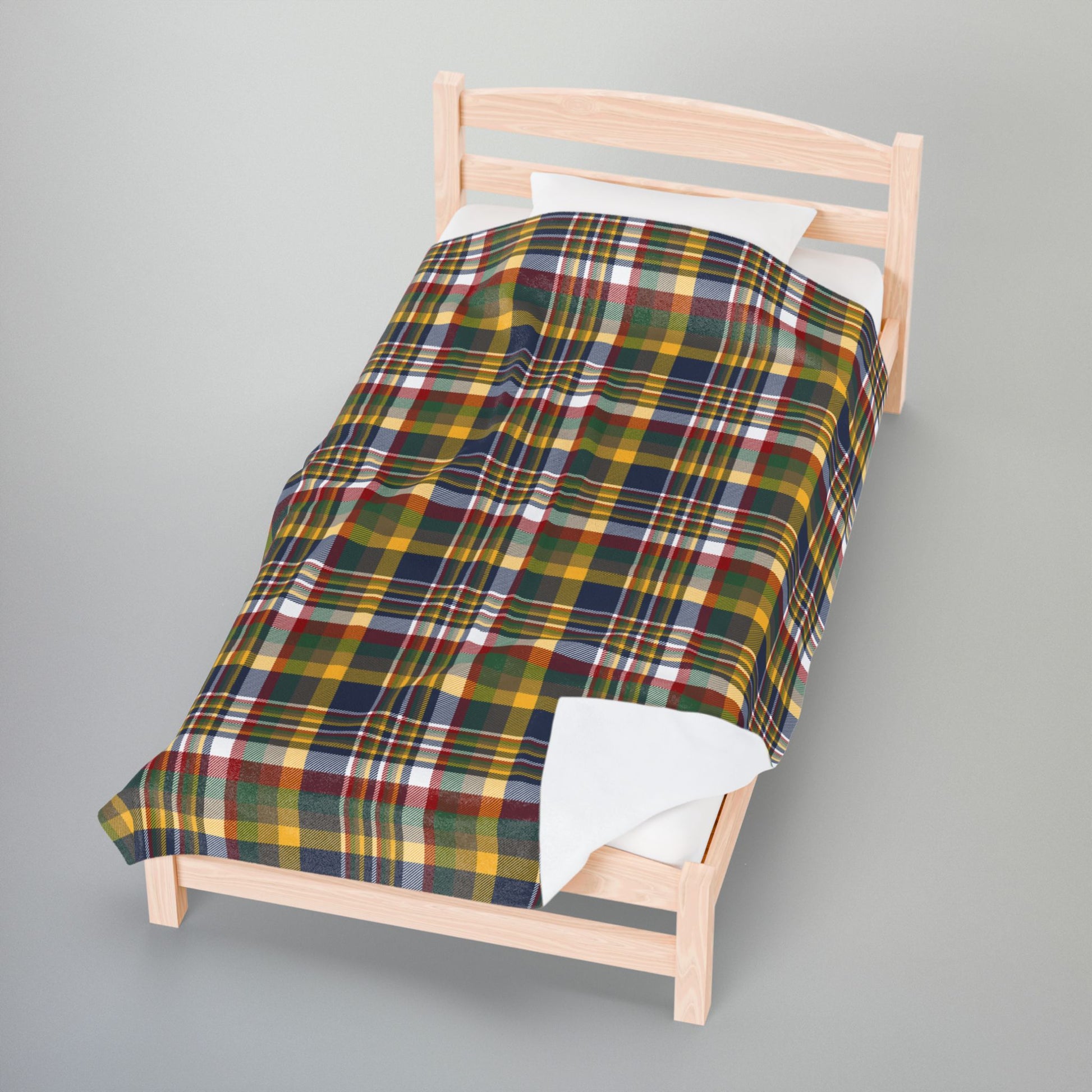 Christmas Blue & Yellow Plaid Milwaukee WI Plaid Velveteen Plush Blanket