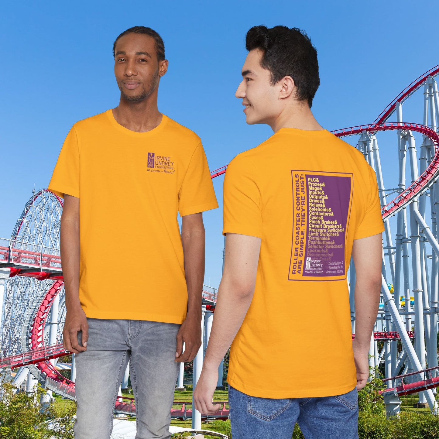 Gold OG Controls Tee (BACK graphic) • Irvine Ondrey Engineering