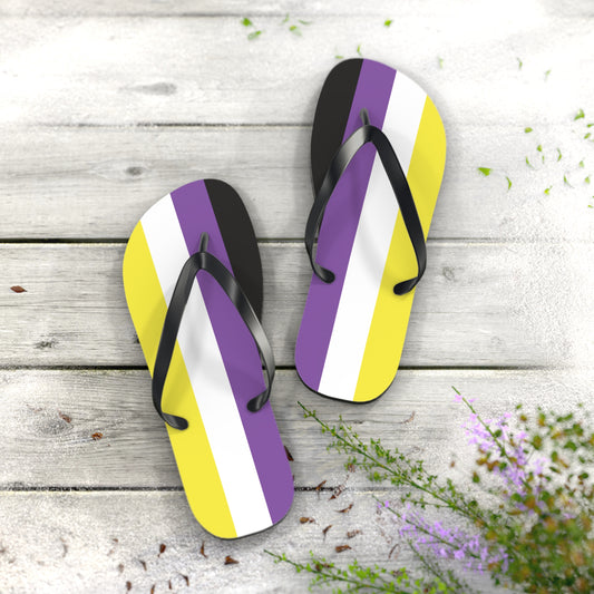 XL Black sole Non-Binary Pride Flip Flops