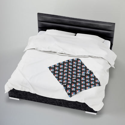 AMC Logo Black Velveteen Plush Blanket