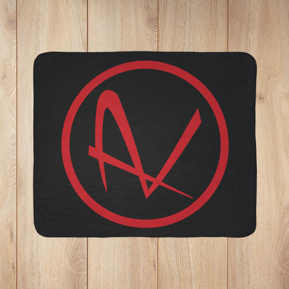 Rambler Red Logo Black Fleece Sherpa Blanket
