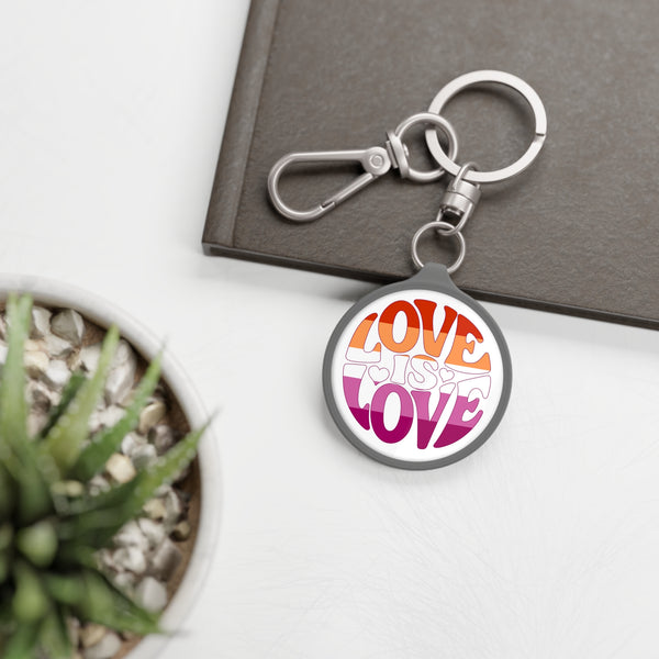 One size Grey Lesbian Pride Love is Love Keychain