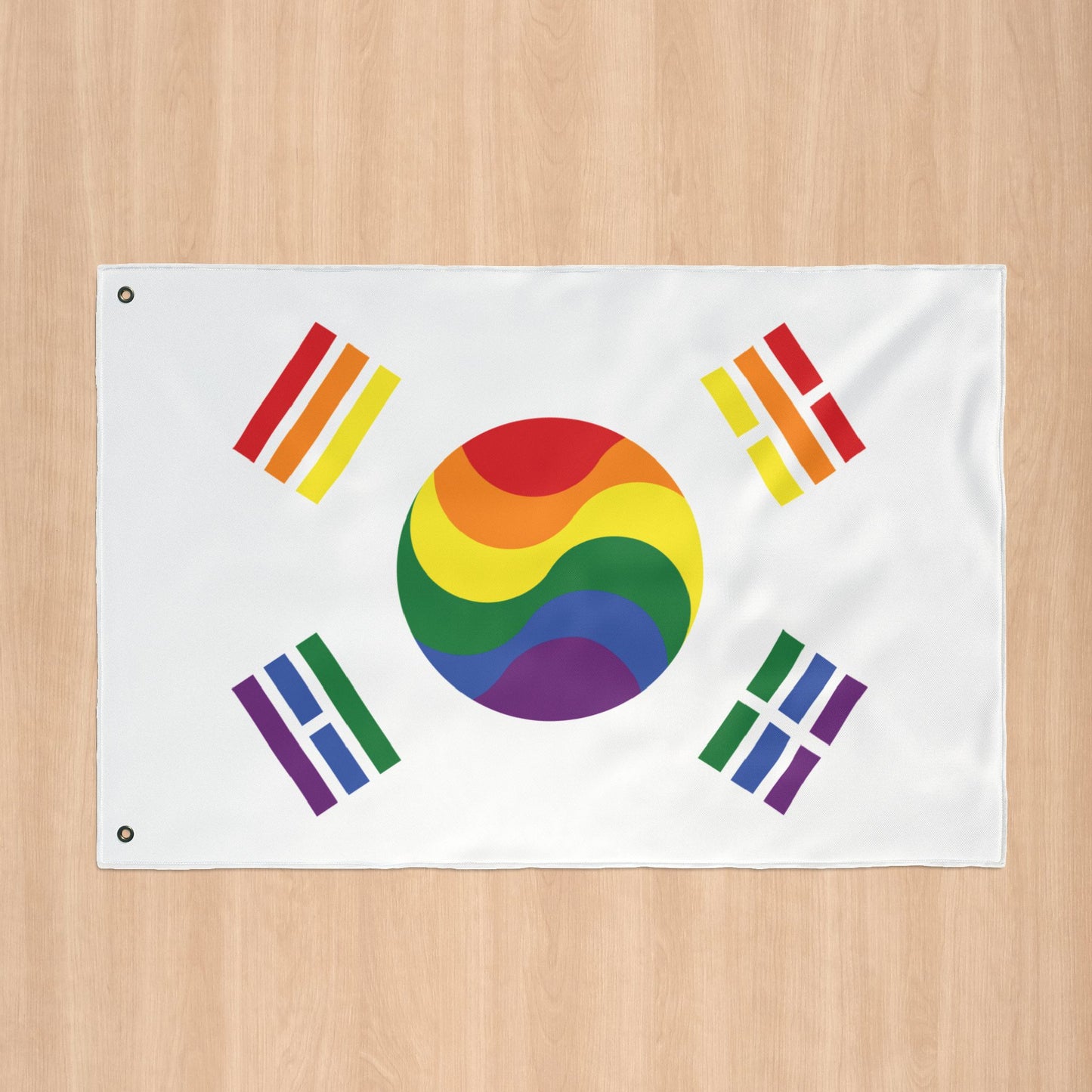 South Korea Rainbow Pride Flag with Grommets